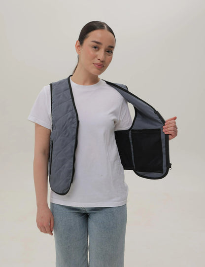 Unisex Cooling Vest with 12 Ice Packs - Grey