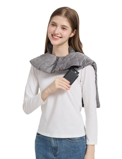 Weighted Cordless Heating Pad with Battery for Pain Relief - Grey