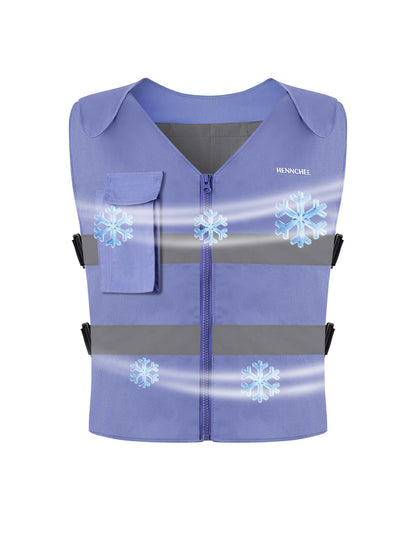 Reflective Cooling Vest with 12 Ice Packs - Blue