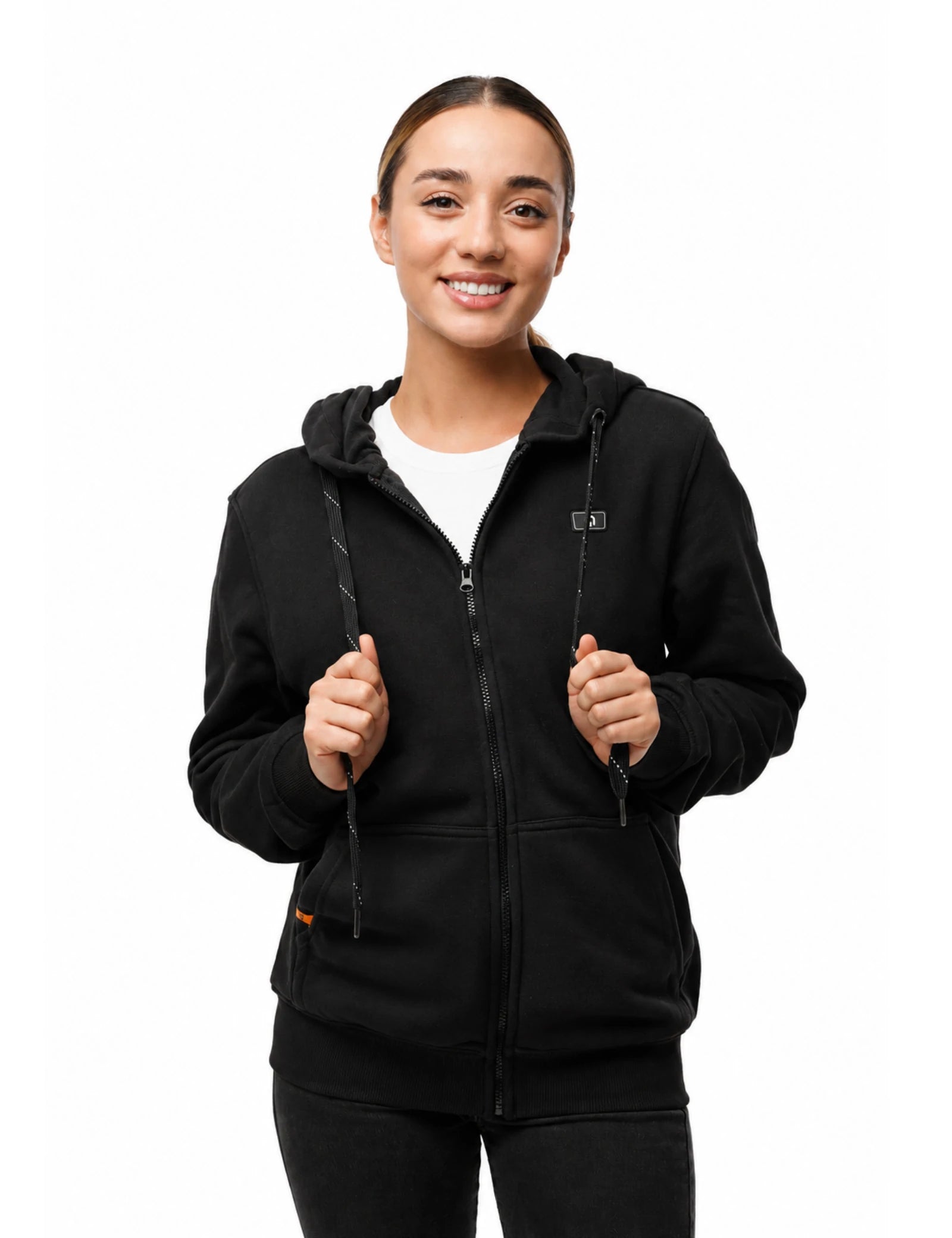 Sweat à capuche chauffant entièrement zippé pour femmes noir (amélioré) 