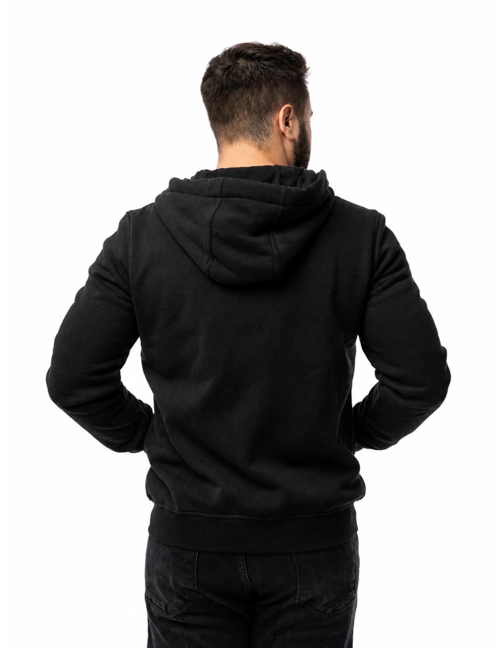 Sweat à capuche chauffant entièrement zippé pour hommes noir (amélioré) 