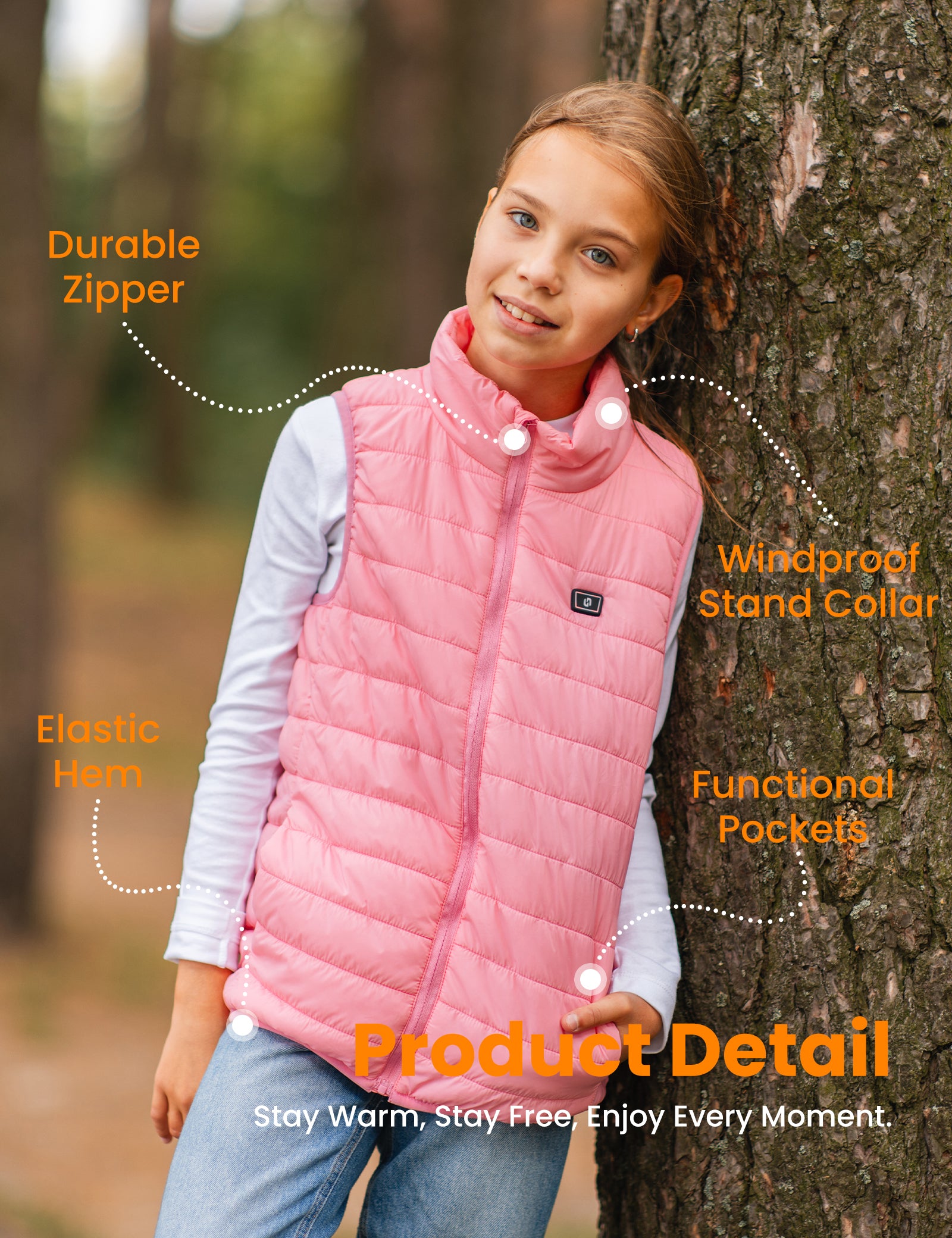 Girls Heated Vest - Pink Ombre