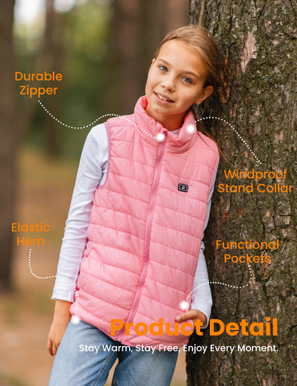 Girls Heated Vest - Pink Ombre