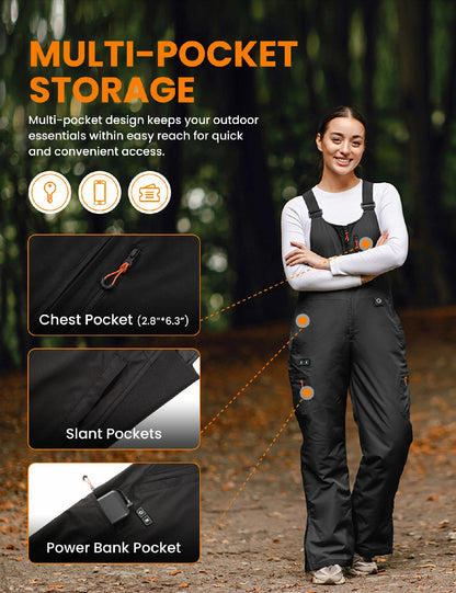 Women's Heated Bib Overalls with 12V Battery