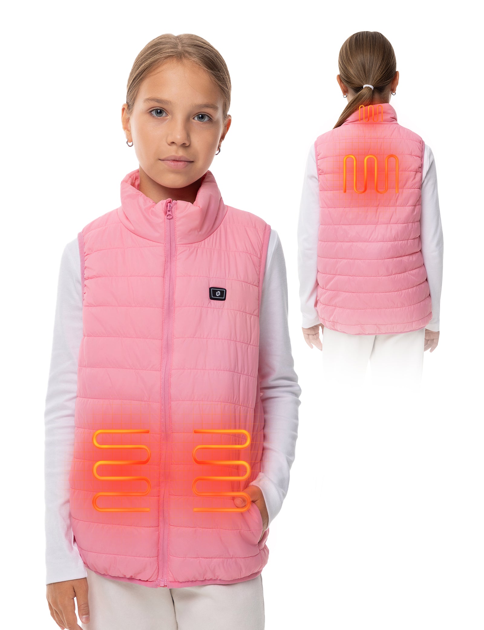 Girls Heated Vest - Pink Ombre