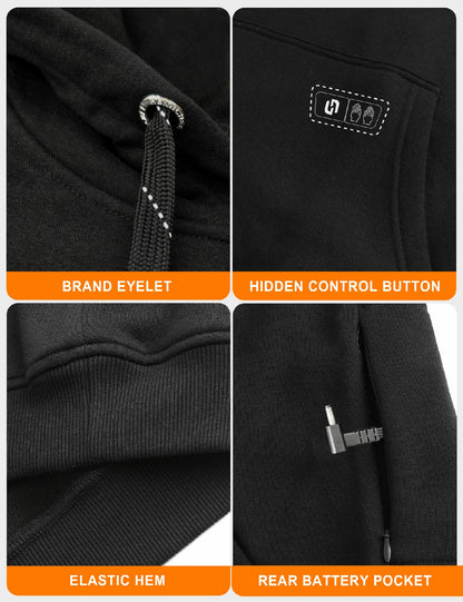 Women's Dual-Control Heated Pullover Hoodie with 12V Battery