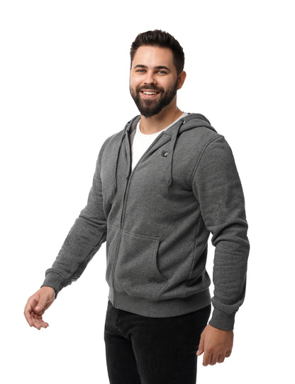 Sweat à capuche chauffant entièrement zippé pour hommes noir (amélioré) 