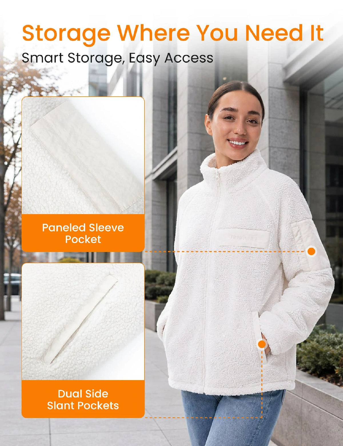 Womens Heated Sherpa Fleece Jacket 12V 16000mah Battery