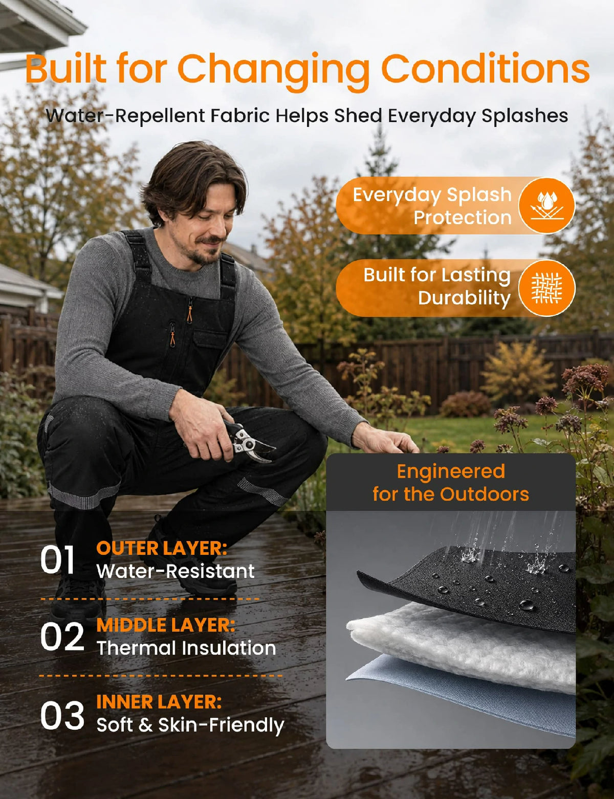 Men's Reflection Heated Bib Overalls with 12V 16000mah Battery