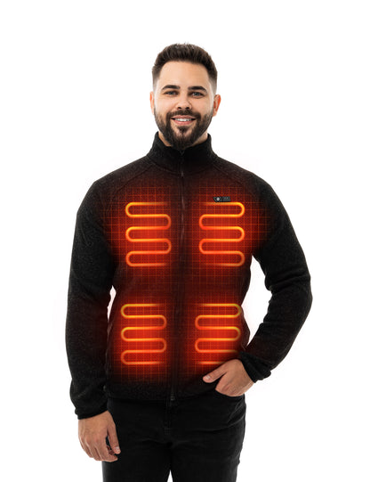 Men's Heated Fleece Jacket - Black (Dual-Control)