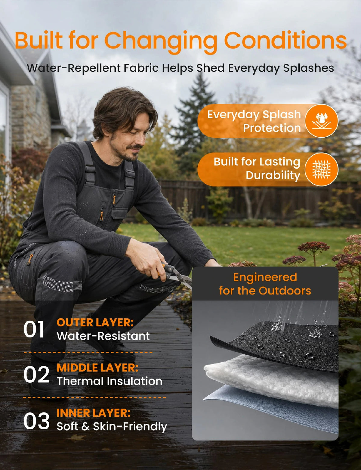Men's Reflection Heated Bib Overalls with 12V 16000mah Battery