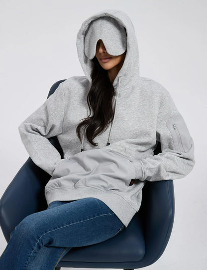 Relexit® All-in-One Travel Hoodie with Built-in Blackout Eye Mask – Unisex