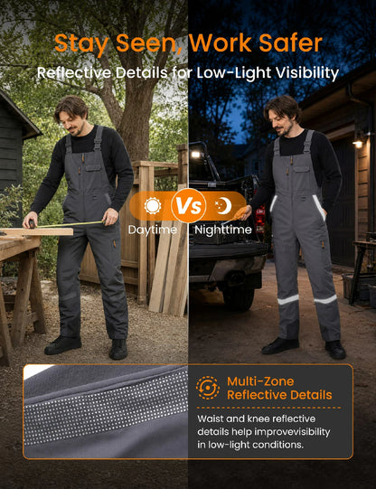 Men's Reflection Heated Bib Overalls with 12V 16000mah Battery