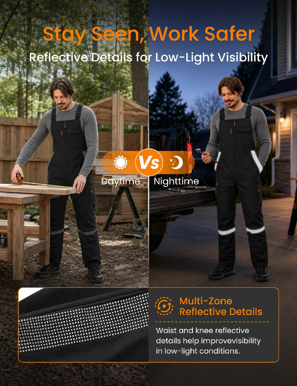Men's Reflection Heated Bib Overalls with 12V 16000mah Battery