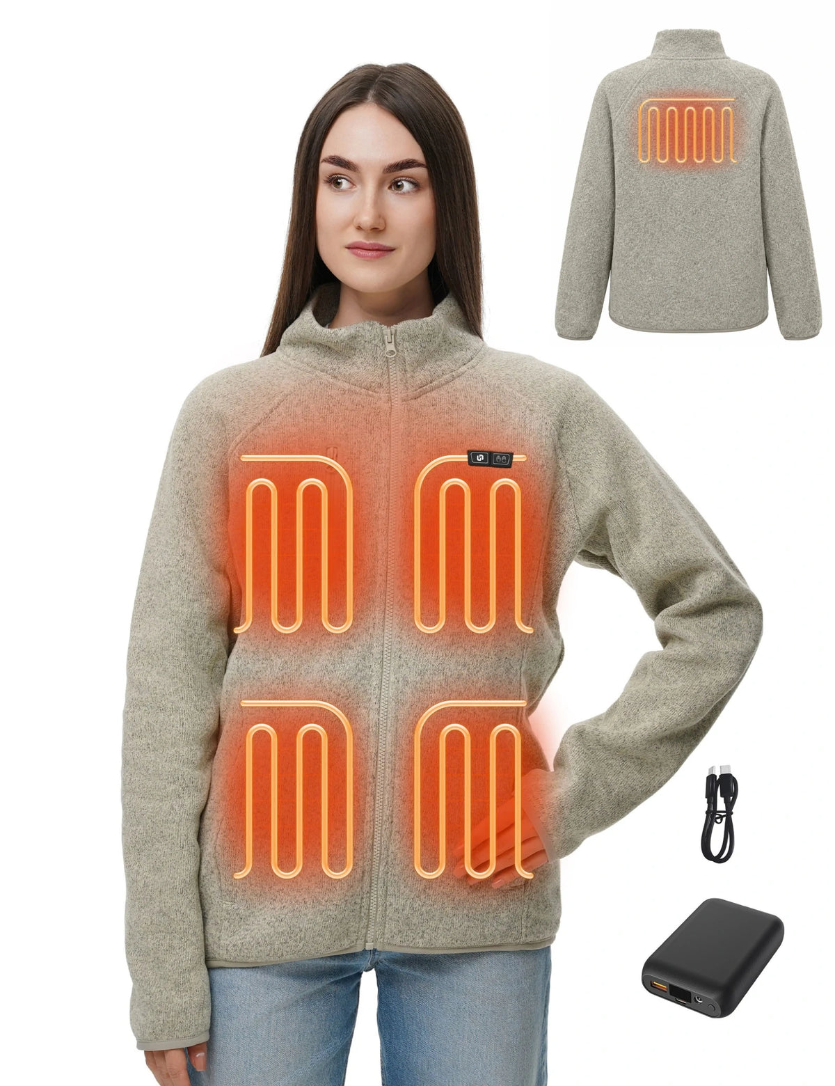 Women's Dual Control Heated Fleece Jacket with 12V 16000mah Battery