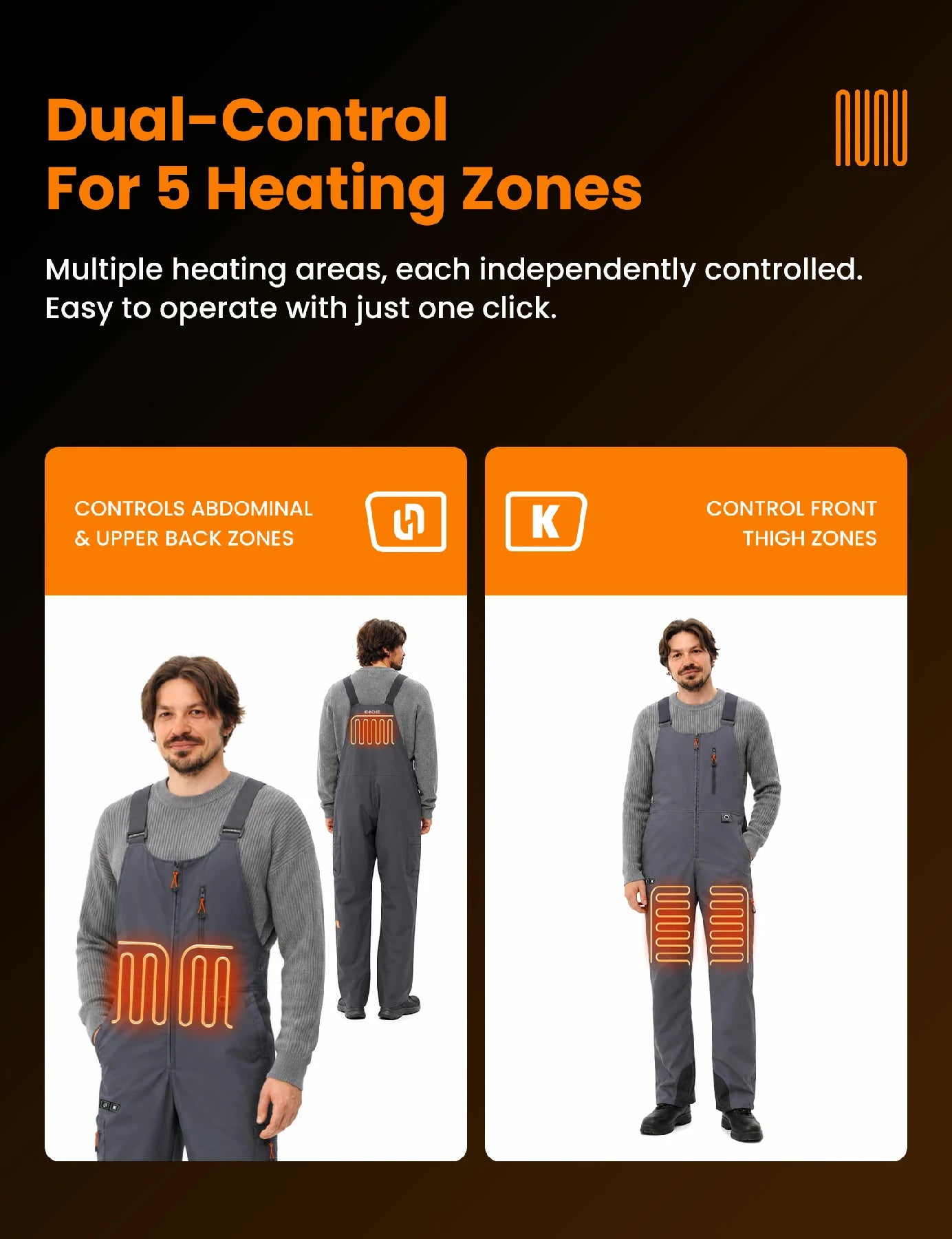 Men's Heated Bib Overalls with 12V Battery