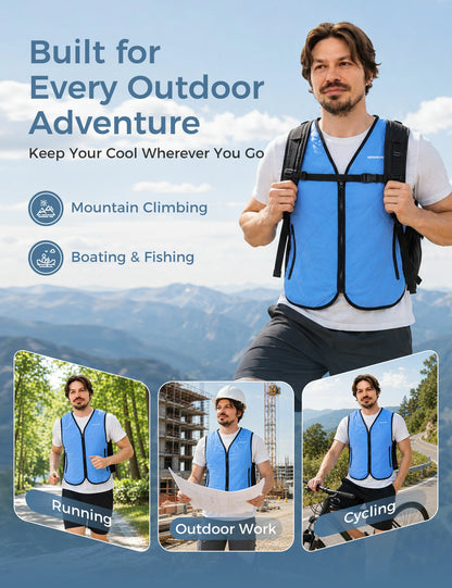 Cooling Vest with 12 Ice Packs - Blue