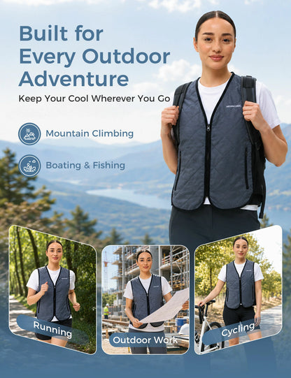 Unisex Cooling Vest with 12 Ice Packs - Grey