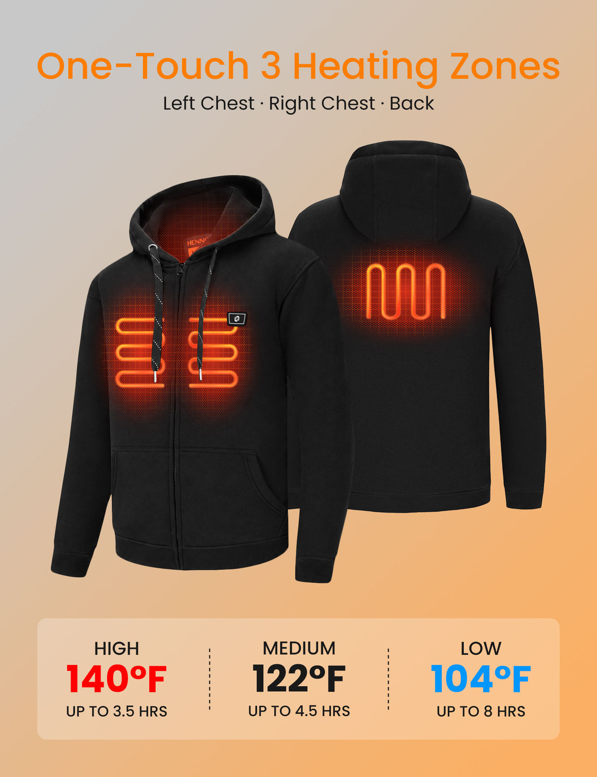 Women's Heated Full-Zip Hoodie with 5V 12000mah Battery