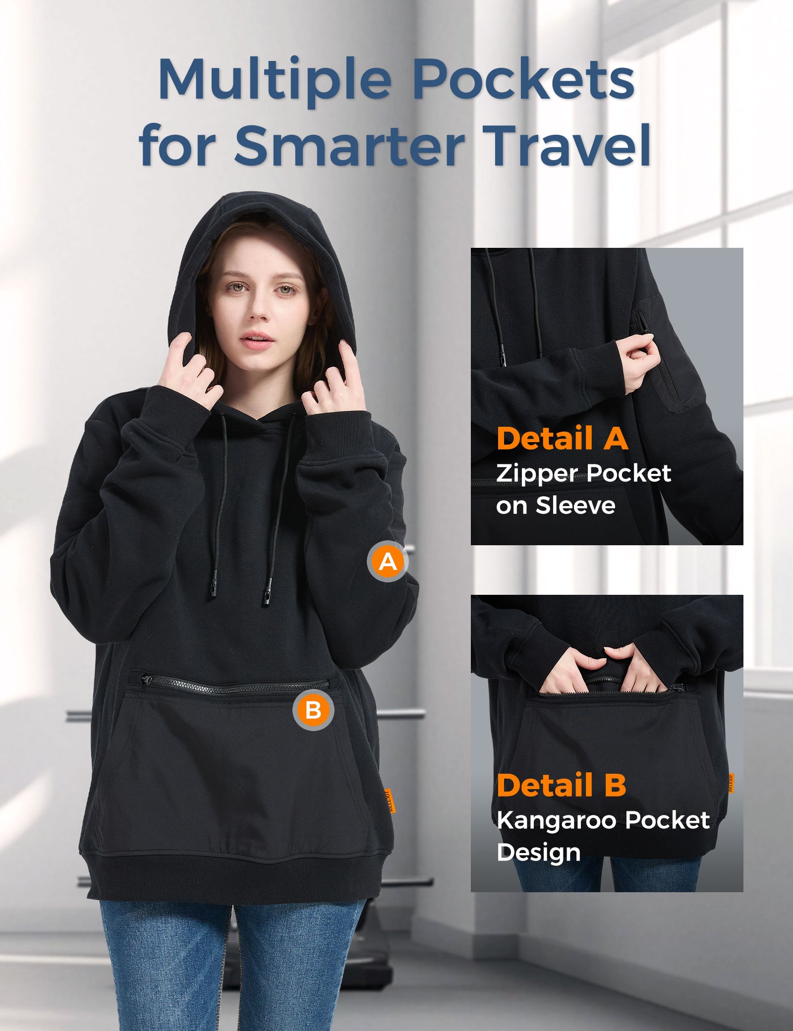 Relexit® All-in-One Travel Hoodie with Built-in Blackout Eye Mask – Unisex