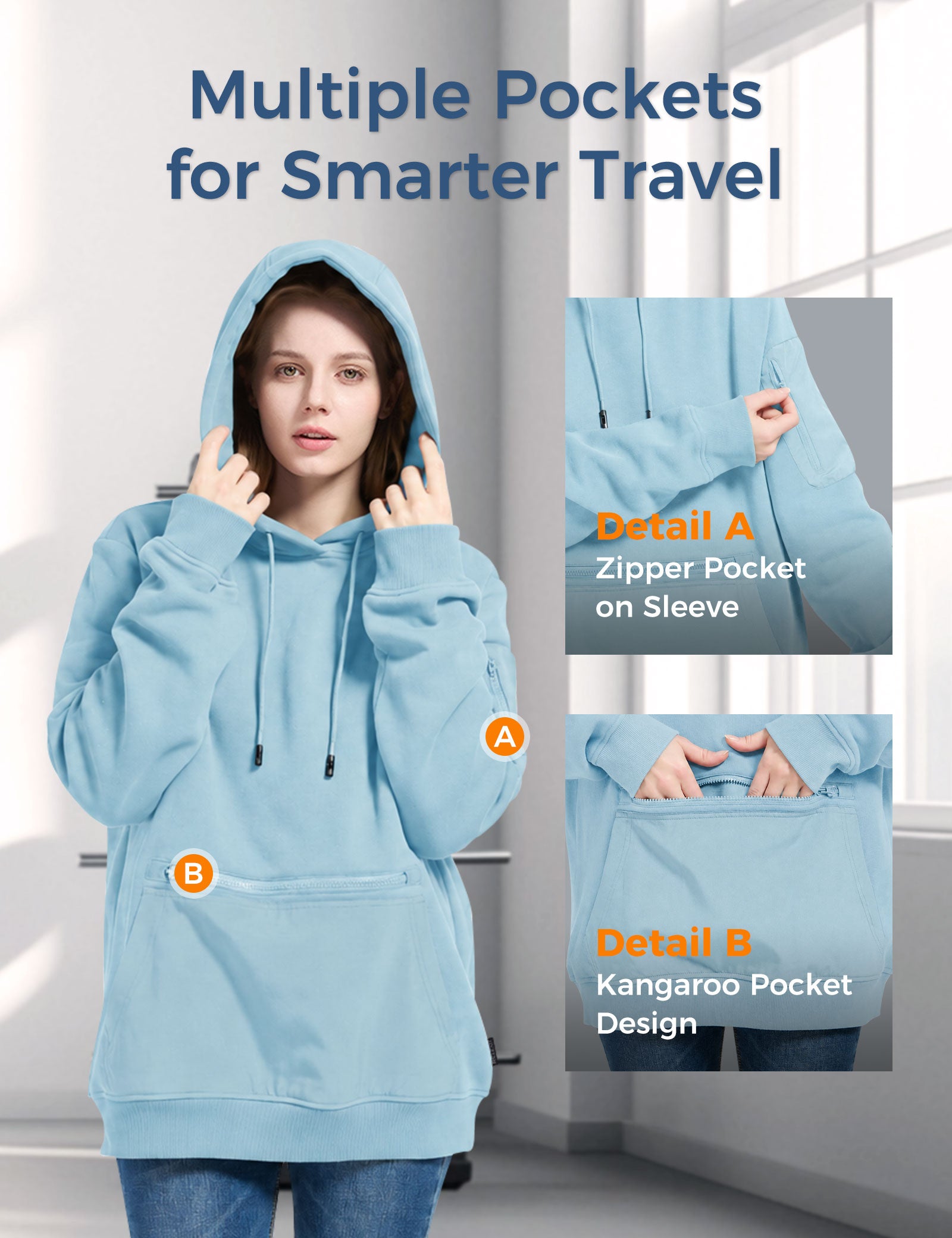 Relexit® All-in-One Travel Hoodie with Built-in Blackout Eye Mask – Unisex