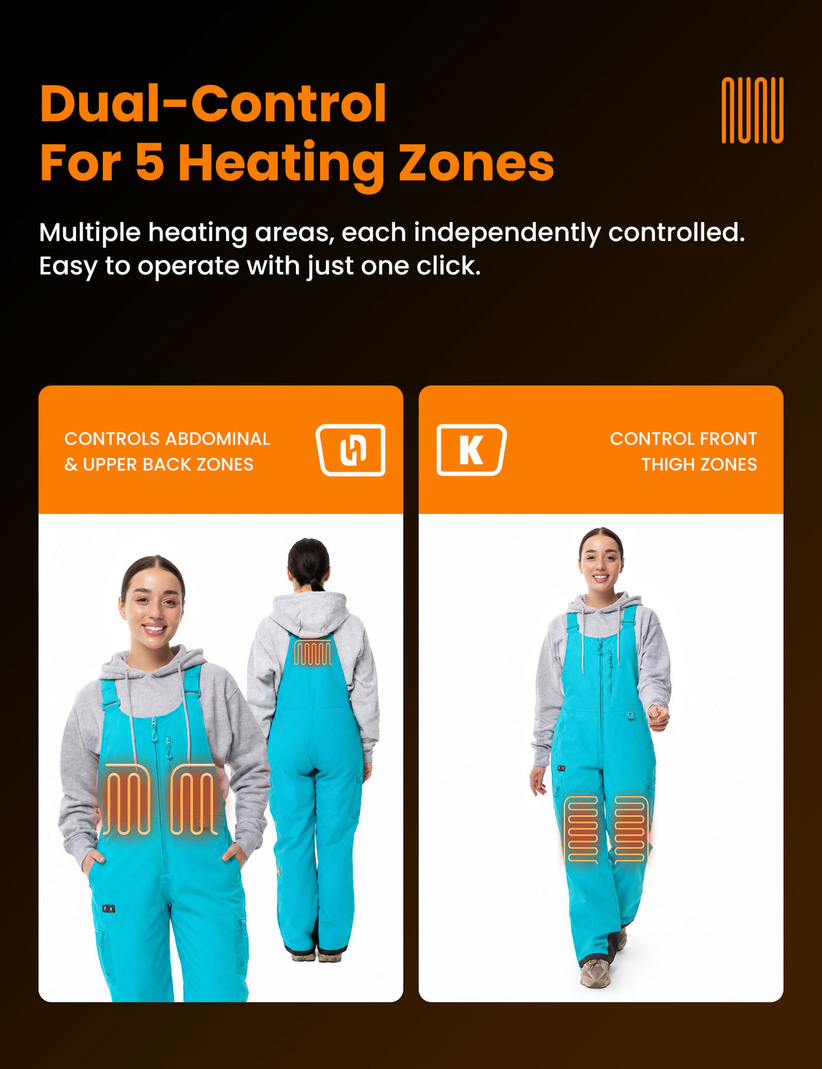 Women's Heated Bib Overalls with 12V 16000mah Battery