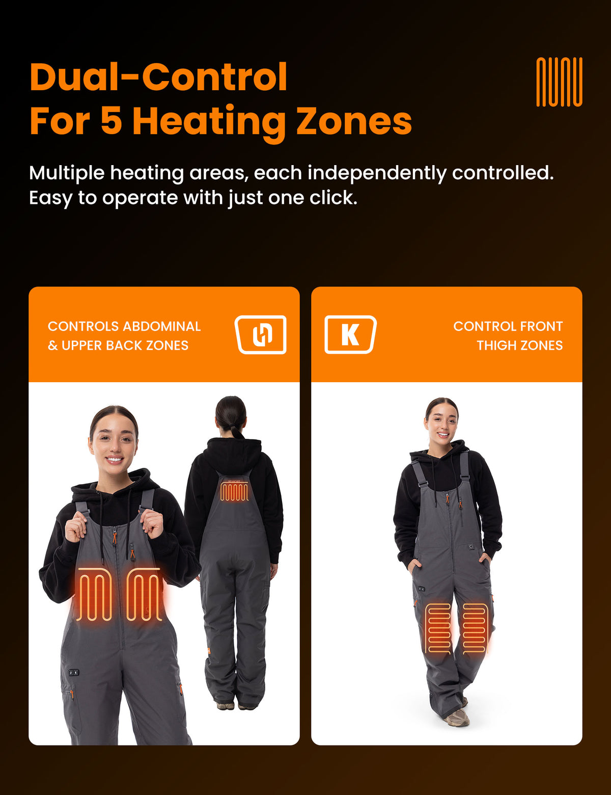 Women's Heated Bib Overalls with 12V 16000mah Battery