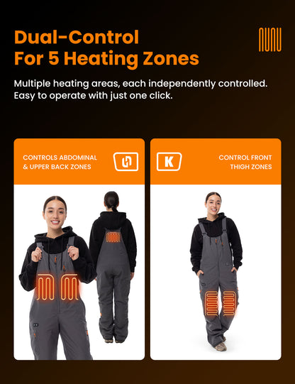 Women's Heated Bib Overalls with 12V 16000mah Battery