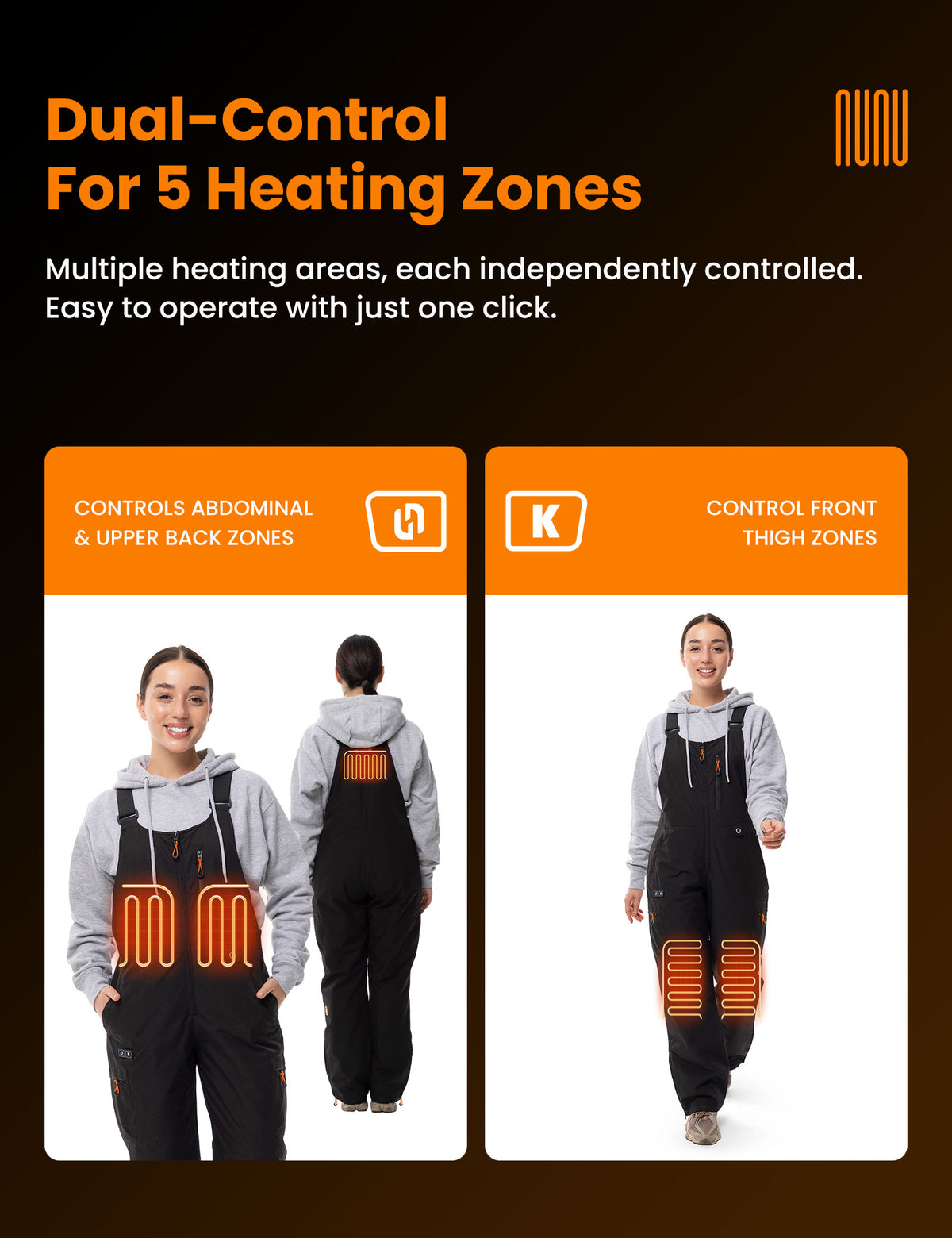 Women's Heated Bib Overalls with 12V 16000mah Battery