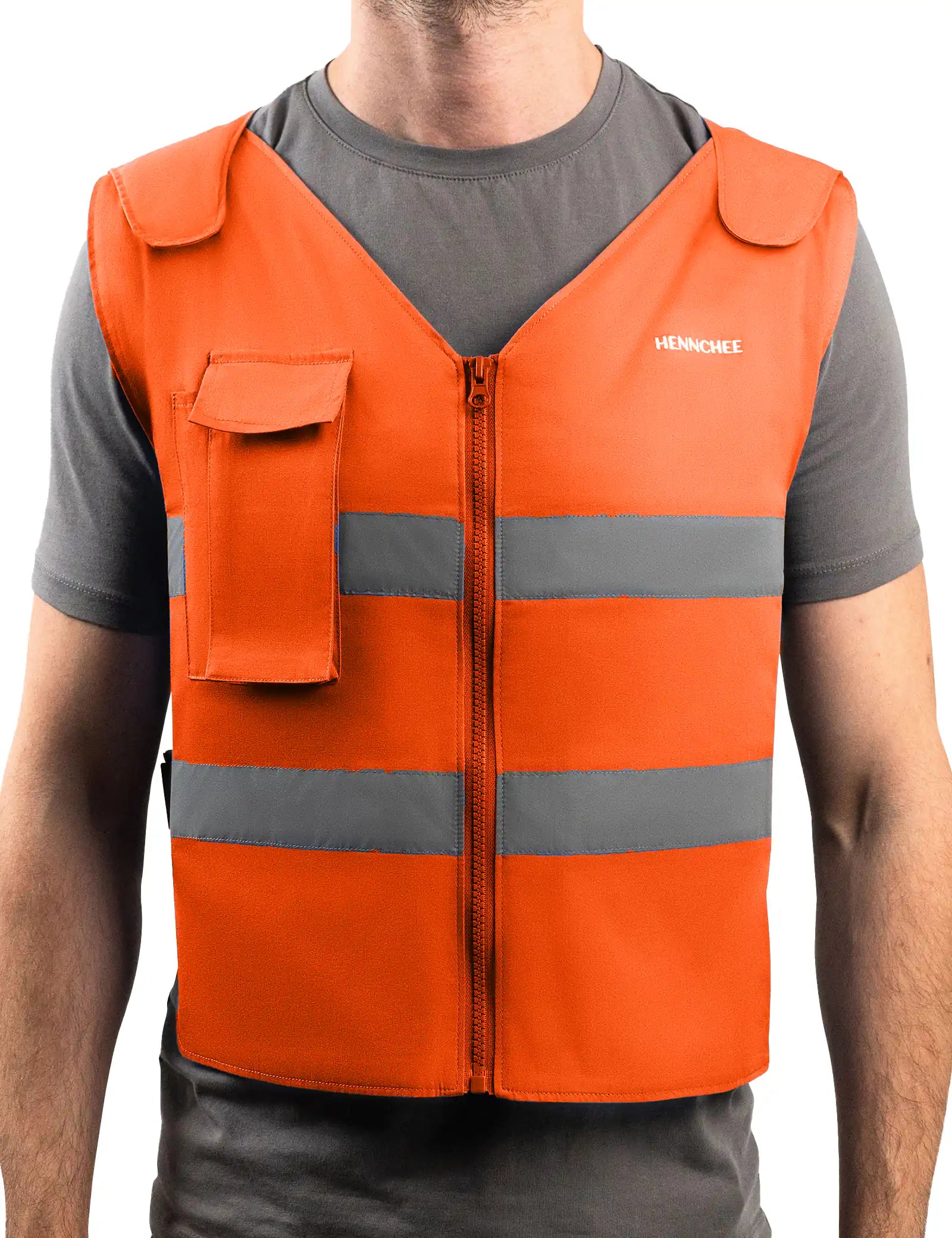 Reflective Cooling Vest with 12 Ice Packs - Orange
