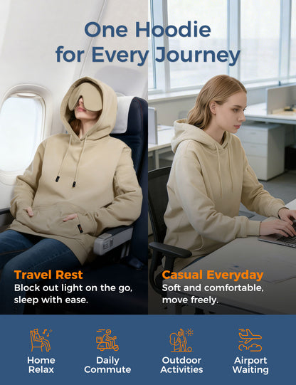 Relexit® All-in-One Airplane Travel Hoodie with Built-in Eye Mask