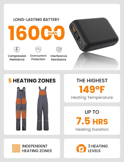 Men's Reflection Heated Bib Overalls with 12V 16000mah Battery