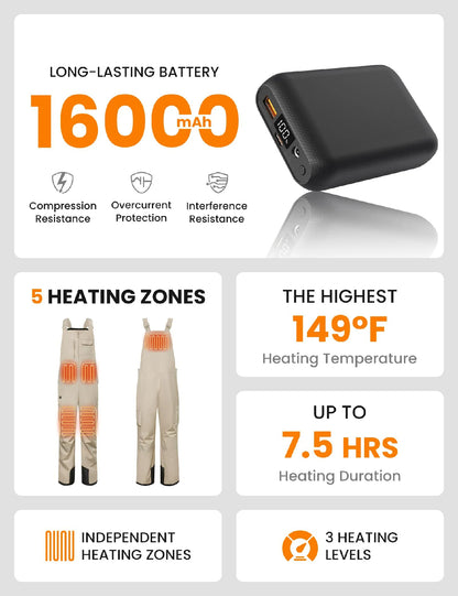 Men's Reflection Heated Bib Overalls with 12V 16000mah Battery