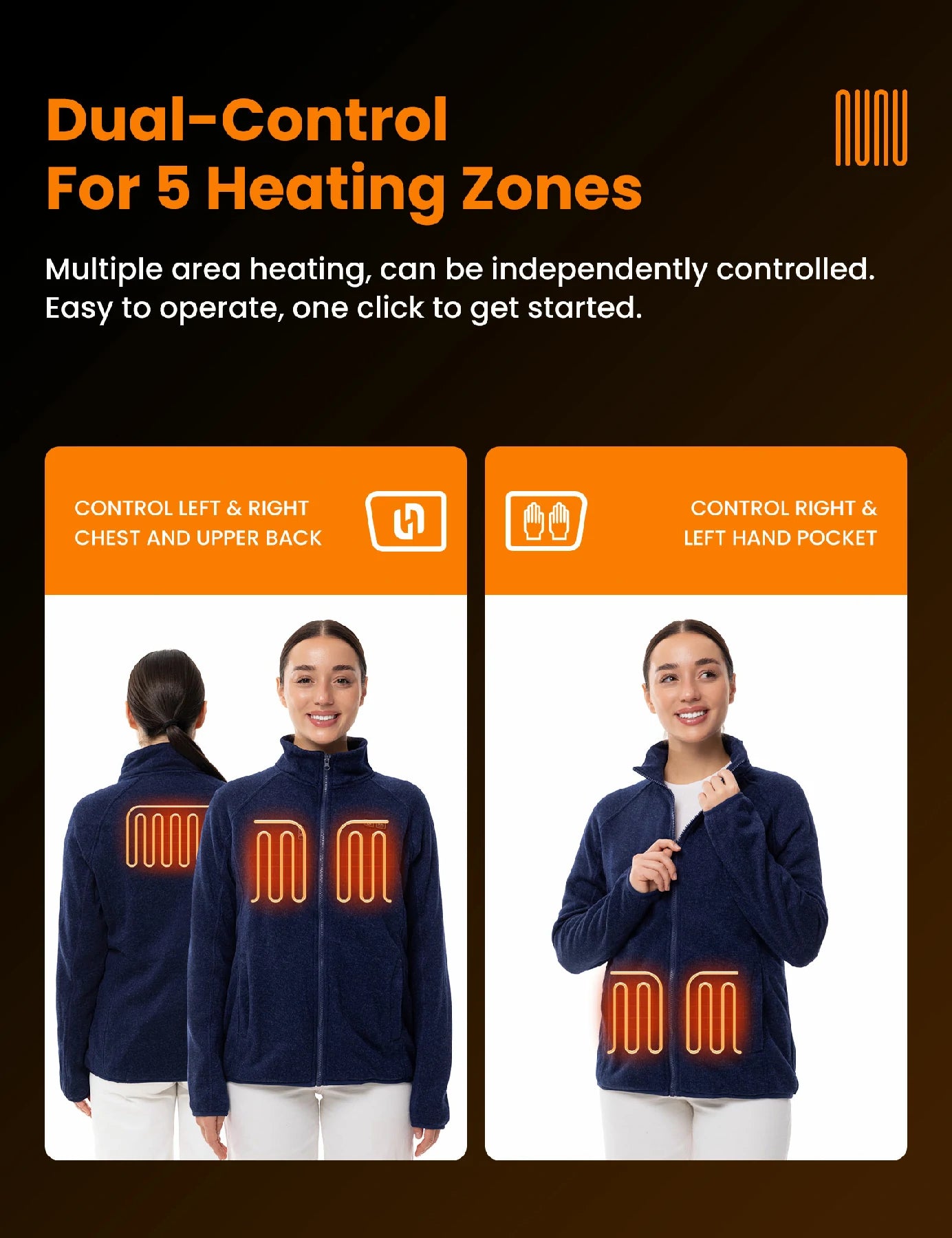 Veste polaire chauffante pour femmes grise (améliorée) 