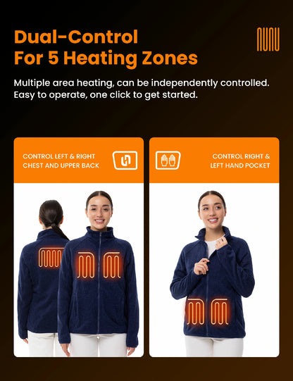Veste polaire chauffante pour femmes grise (améliorée) 