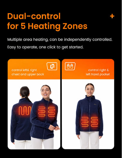 Women's Dual Control Heated Fleece Jacket with 12V 16000mah Battery