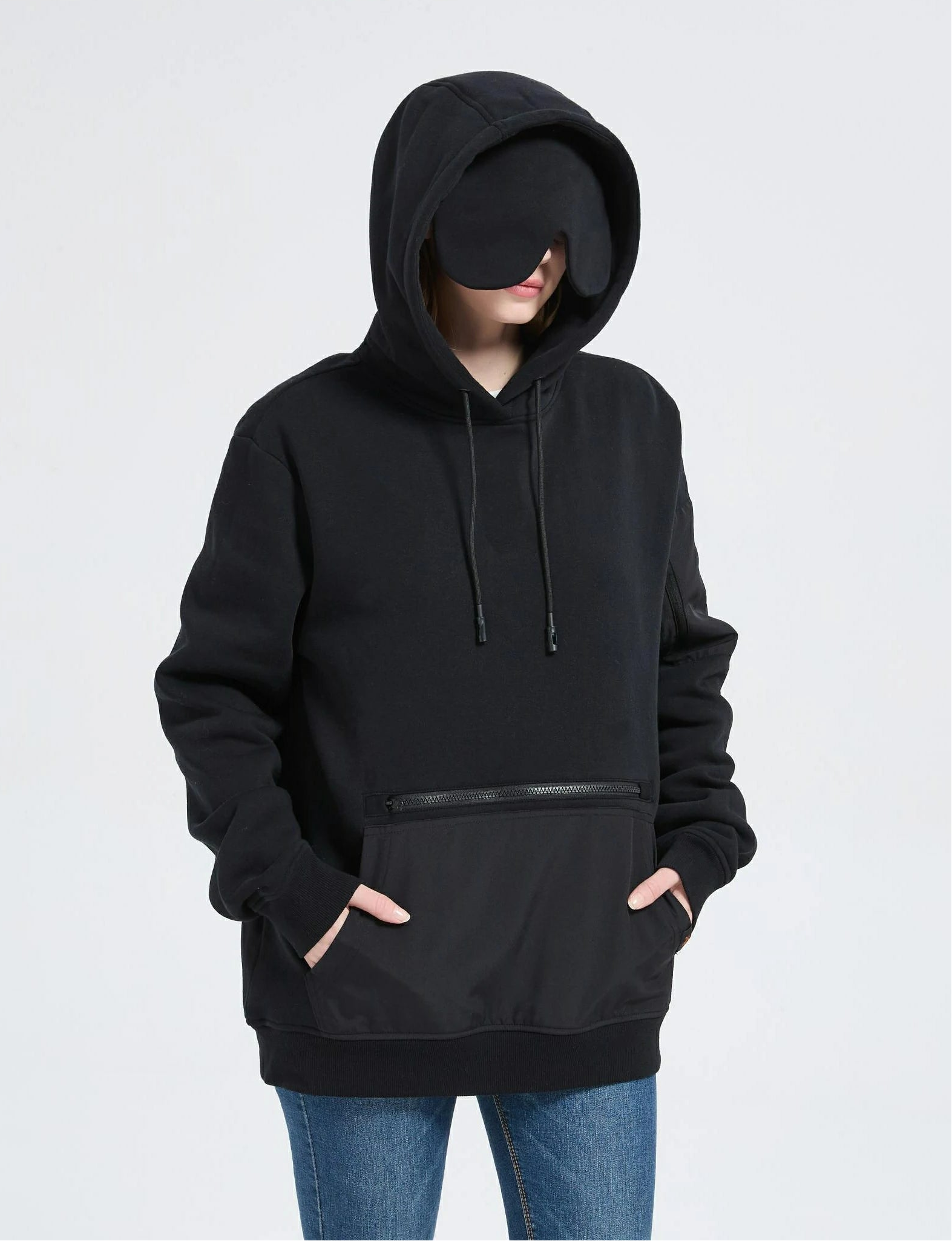 Relexit® All-in-One Travel Hoodie with Built-in Blackout Eye Mask – Unisex