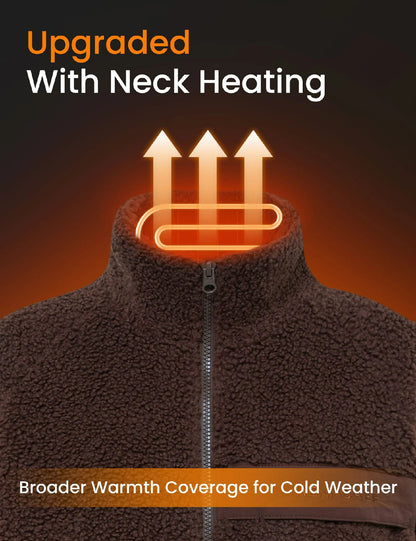 Womens Heated Sherpa Fleece Jacket 12V 16000mah Battery