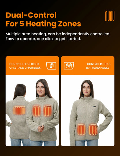 Veste polaire chauffante pour femmes grise (améliorée) 