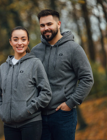 Sweat à capuche chauffant entièrement zippé pour hommes noir (amélioré) 