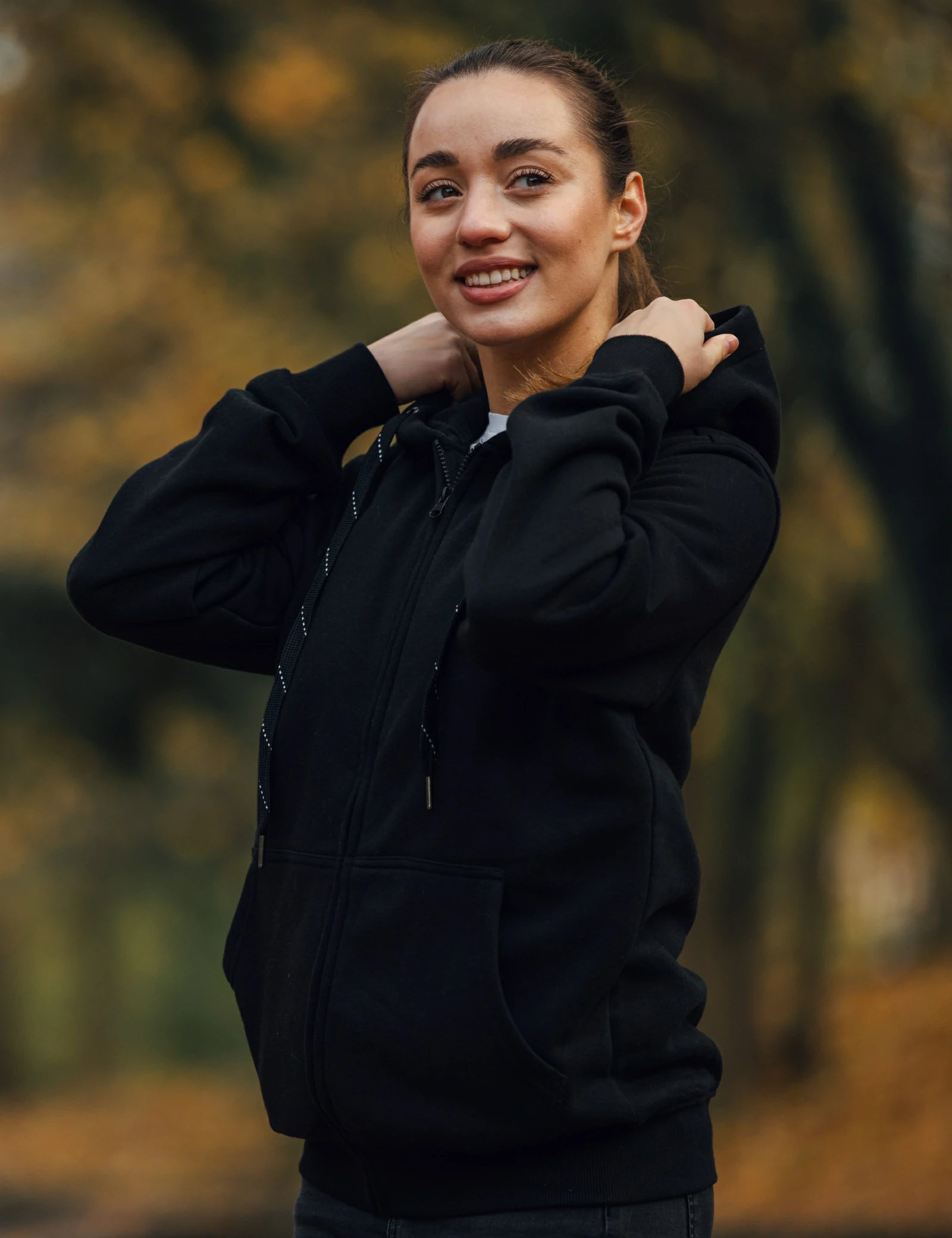 Sweat à capuche chauffant entièrement zippé pour femmes noir (amélioré) 