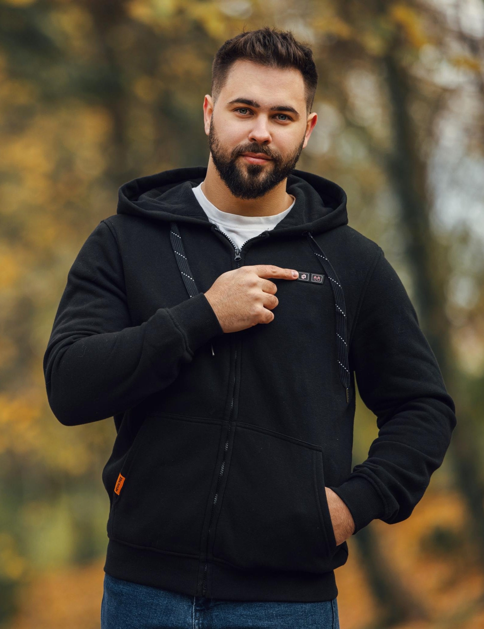 Sweat à capuche chauffant unisexe - Noir 