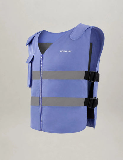 Reflective Cooling Vest with 12 Ice Packs - Blue