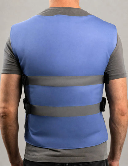 Reflective Cooling Vest with 12 Ice Packs - Blue