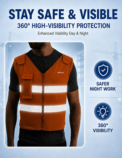 Reflective Cooling Vest with 12 Ice Packs - Blue