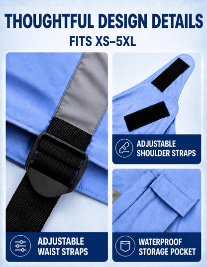 Reflective Cooling Vest with 12 Ice Packs - Blue