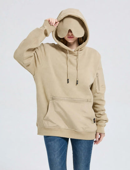 Relexit® All-in-One Travel Hoodie with Built-in Blackout Eye Mask – Unisex