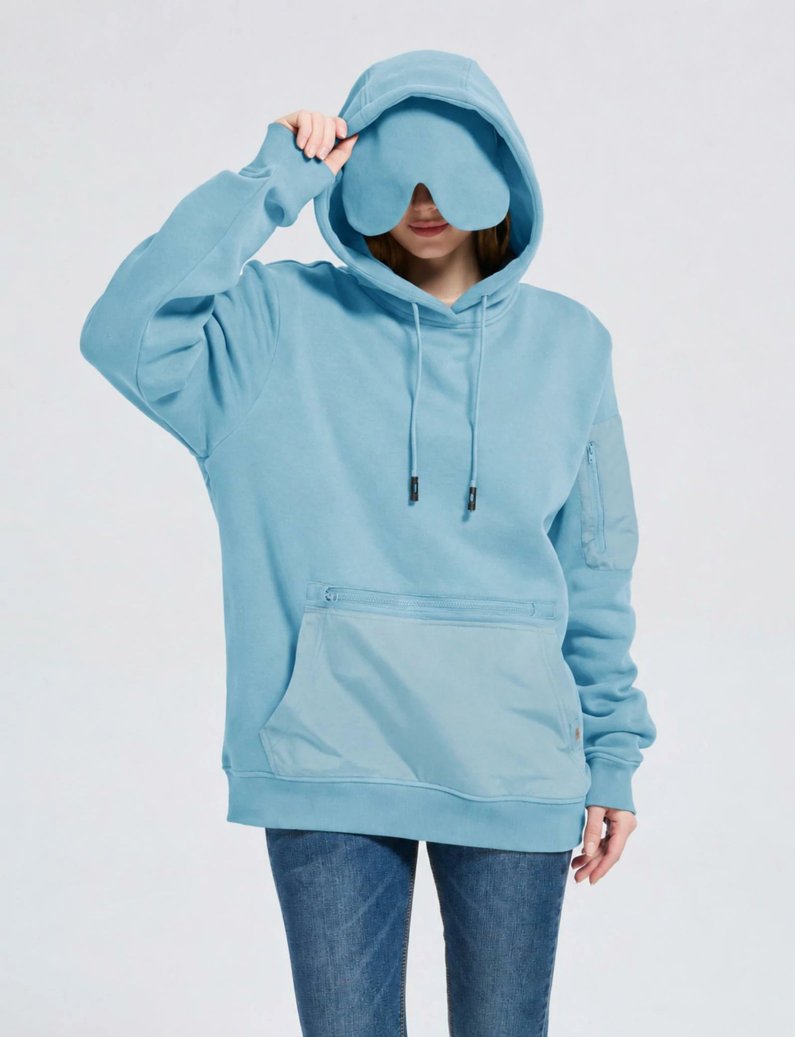 Relexit® All-in-One Travel Hoodie with Built-in Blackout Eye Mask – Unisex
