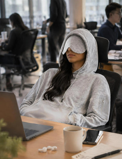 Relexit® All-in-One Travel Hoodie with Built-in Blackout Eye Mask – Unisex