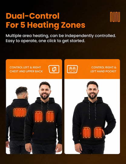 Men's Dual-Control Heated Pullover Hoodie with 12V 16000mah Battery